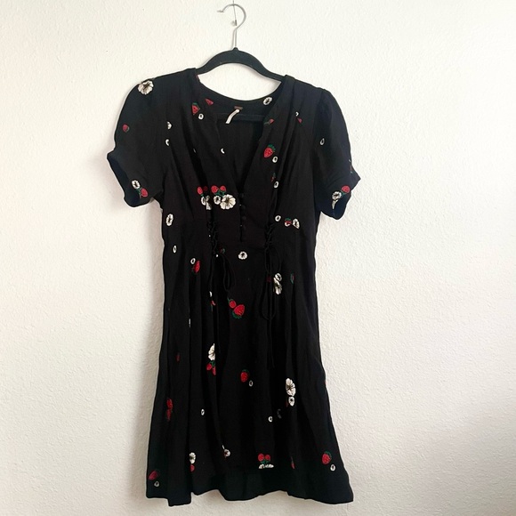 Free People Dream Girl Lace Up Strawberry Dress - Picture 4 of 9